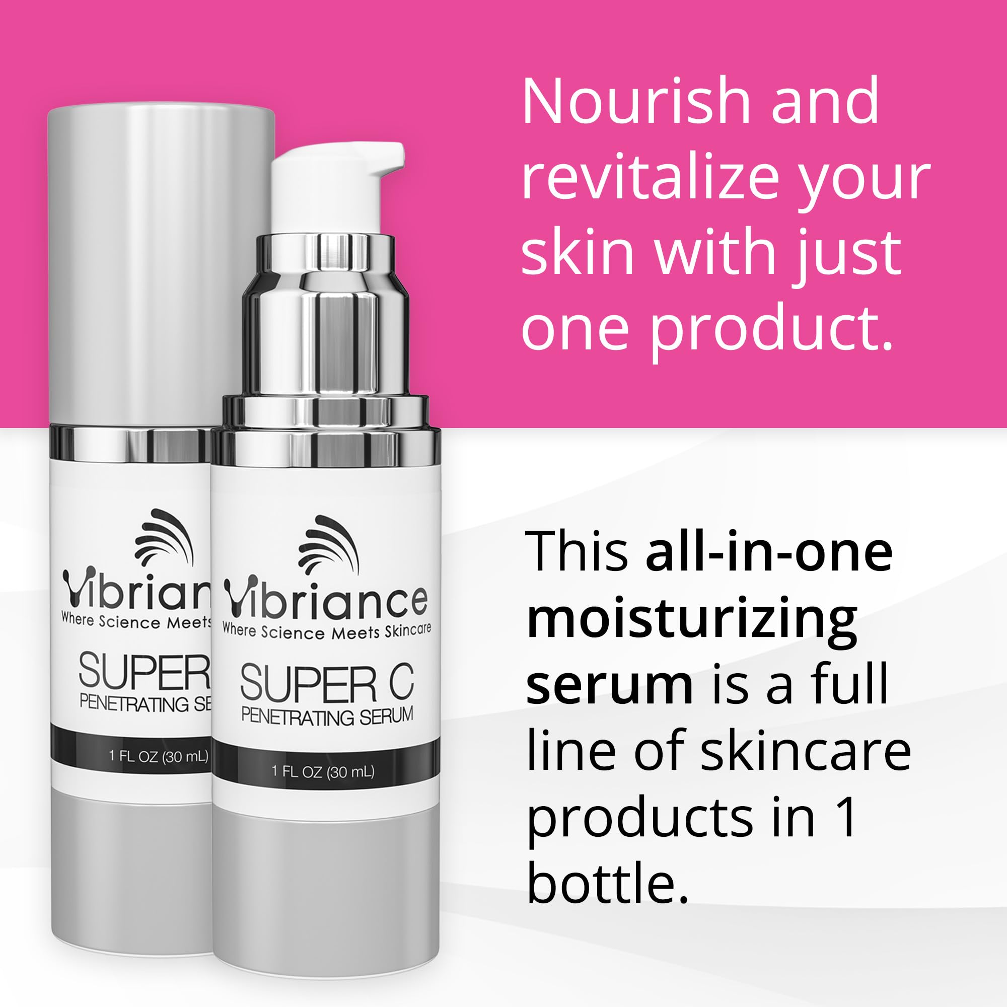 Vibriance Super C Serum for Mature Skin, Made in USA, All-in-One Vitamin Formula Hydrates, Firms, Lifts, Smooths, Targets Age Spots, Wrinkles, 1 fl oz